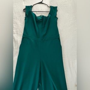 Jumpsuit, emerald green. Worn once. Size L Approx. 60 in. from shoulder-floor.